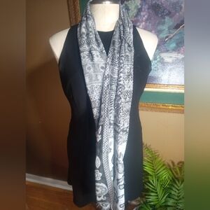 Pure Elegance, in a 72x27" scarf/wrap.  Black with grey tones.  Reverse image.